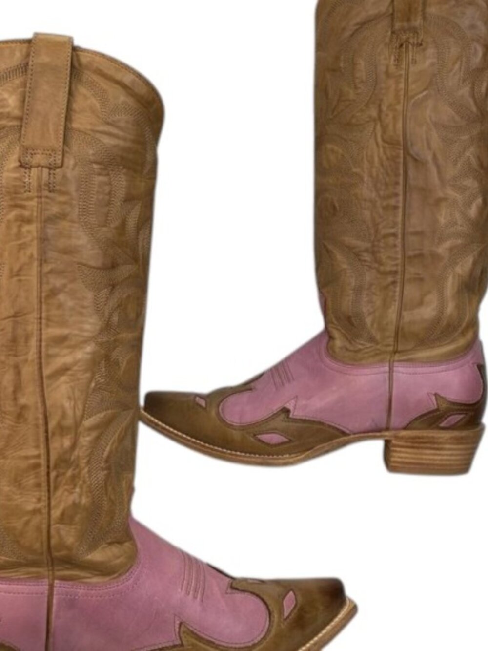 NEW STETSON Laurel Tall Western Boots Women's Size 10 Leather Brown Pink Toe